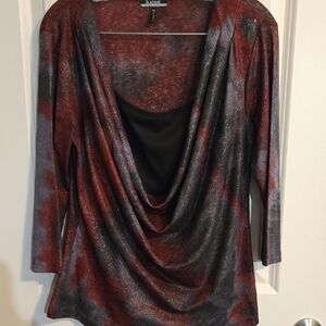Elegant Red and Black Women's Blouse